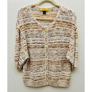 St. John Collection‎ Luxury Knit Cardigan Sweater Women’s L Beige Neutral